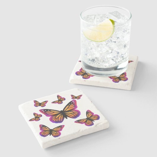  waterverf vlinders stenen onderzetter (Zijkant)