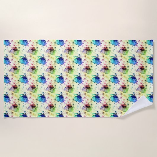 Waterverf vlinders strandlaken (Voorkant)