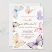 Waterverf Vlinders Strepen Verjaardag Kaart (Voorkant)