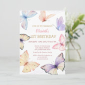 Waterverf Vlinders Strepen Verjaardag Kaart (Staand voorkant)