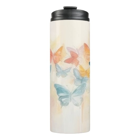 Waterverf Vlinders Thermische Tumbler Thermosbeker (Voorkant)