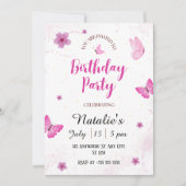 Waterverf vlinders Verjaardagsfeestje Uitnodiging (Voorkant)