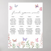 Waterverf Vlinders Vrijgezellenfeest Zitkaarten Poster (Voorkant)