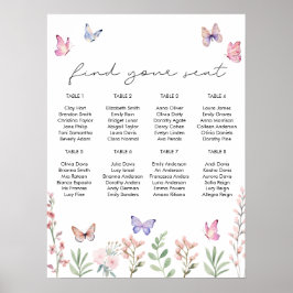 Waterverf Vlinders Vrijgezellenfeest Zitkaarten Poster