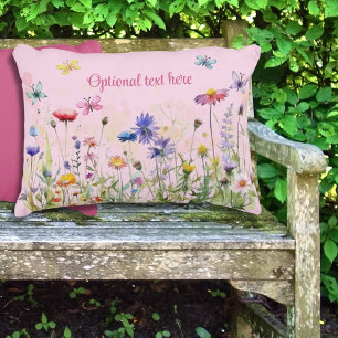 Waterverf Vlinders wildflower bokeh tekst Accent Kussen