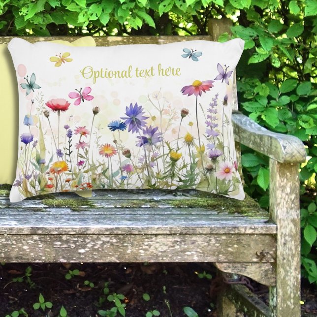 Waterverf Vlinders wildflower bokeh tekst Accent Kussen (Creator heeft geüpload)