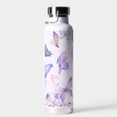 Waterverf Vlinders Wildflowers Garden Lila Waterfles (Rechts)