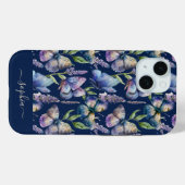 Waterverf Vlinders Wisteria Bloem Aangepaste naam Case-Mate iPhone Case (Achterkant (horizontaal))