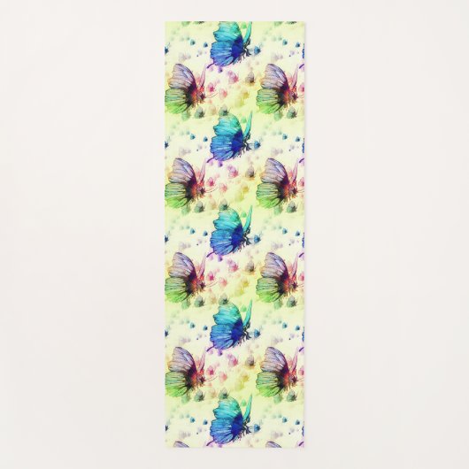 Waterverf Vlinders Yoga Mat (Voorkant)