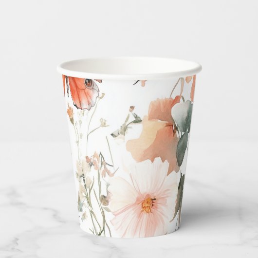 Waterverf Vlindertuin Bruiloft CUSTOM Bruidsuitnod Papieren Bekers (Achterkant)