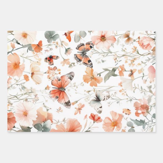 Waterverf Vlindertuin Mooie Inpakpapier Vel (Voorkant 3)