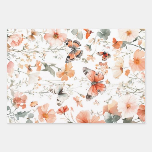 Waterverf Vlindertuin Mooie Inpakpapier Vel (Voorkant 2)