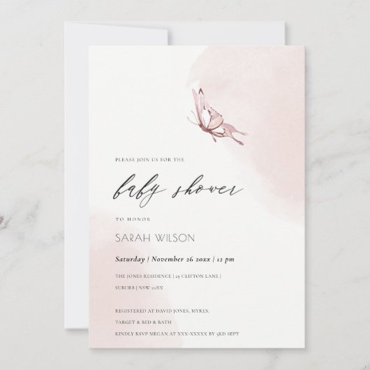 Waterverf vlindervet Baby shower Kaart (Voorkant)