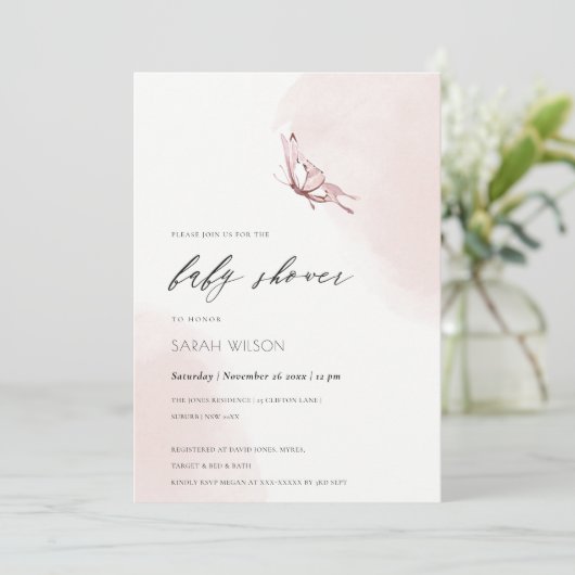 Waterverf vlindervet Baby shower Kaart (Staand voorkant)