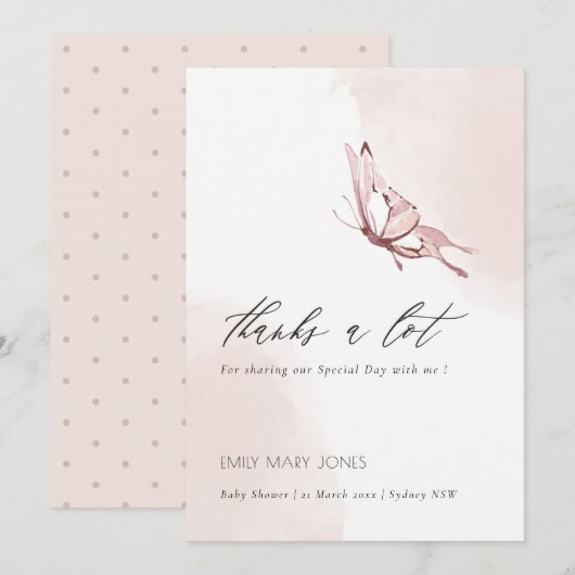 Waterverf vlindervlinder met stompstekelstaartje bedankkaart (Voorkant / Achterkant)