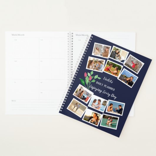 Waterverf Vloer Blauw Roze 12 Foto Collage Planner (Display)