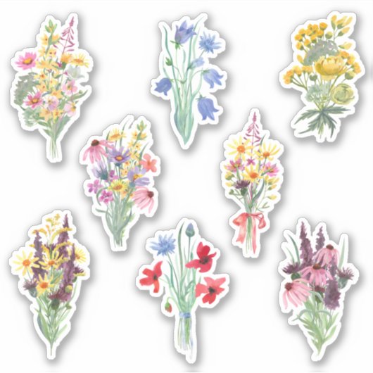 Waterverf Vloer Bouquet Garden Thema Sticker (Voorkant)