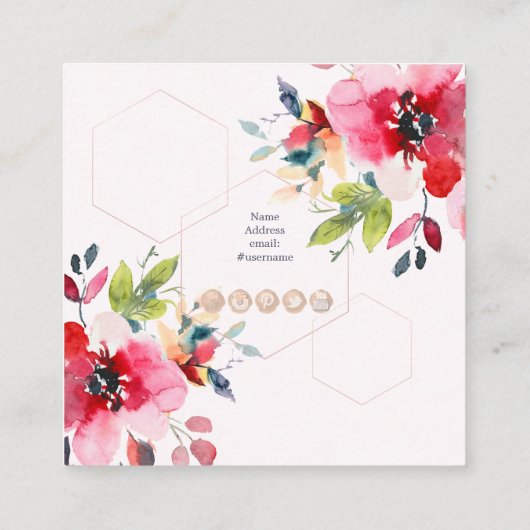 WATERVERF VLOEREN, RODE OMBRE VIERKANTE VISITEKAARTJE (Achterkant)