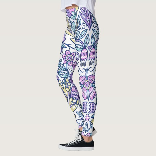 Waterverf Vloerkleurige Natuur Leggings (Links)
