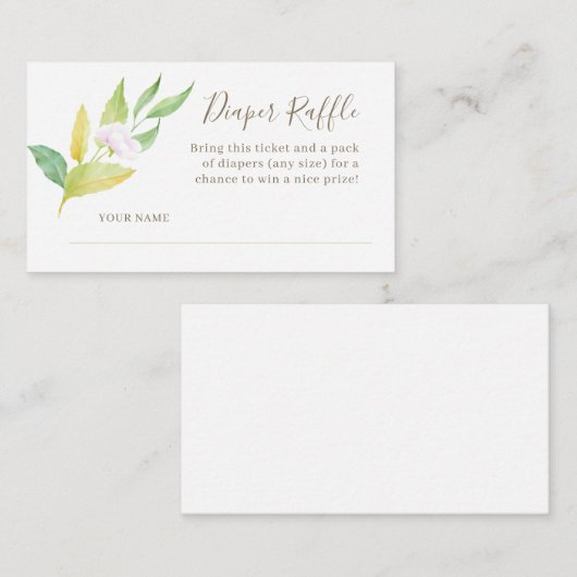 Waterverf Vloertak Baby shower Diaper Raffle Informatiekaartje (Voorkant / Achterkant)