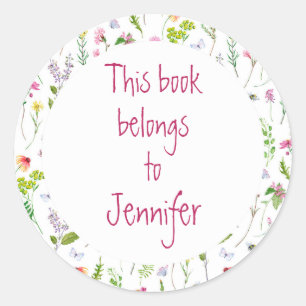 Waterverf Vloertuinbibliotheek Bord aangepaste bib Ronde Sticker
