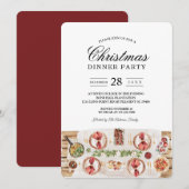 Waterverf-voedseltabel | Kerstdiner Kaart (Voorkant / Achterkant)