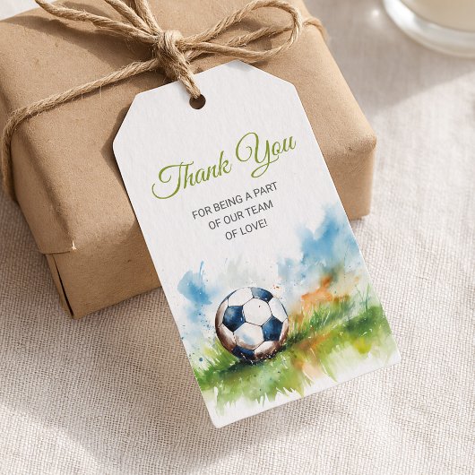 Waterverf Voetbal Baby shower Cadeaulabel