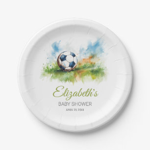 Waterverf Voetbal Baby shower Papieren Bordje