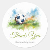 Waterverf Voetbal Baby shower Ronde Sticker (Voorkant)