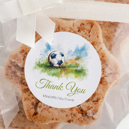 Waterverf Voetbal Baby shower Ronde Sticker