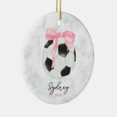 Waterverf Voetbal en Roze Grandmillenial Bow Keramisch Ornament (Rechts)