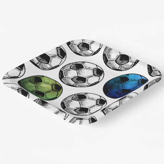 Waterverf Voetbal Party Borden Papieren Bordje (Gebogen)