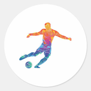 Waterverf Voetbal Ronde Sticker