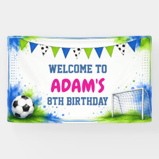 Waterverf Voetbal Verjaardagsfeest Banner