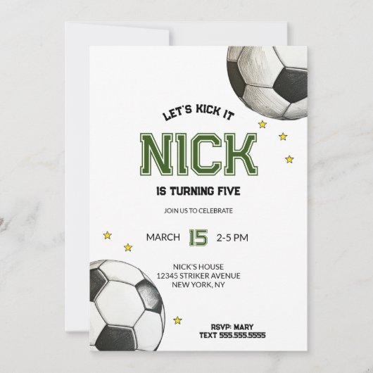 Waterverf Voetbal Verjaardagsuitnodiging Kaart (Voorkant)
