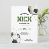 Waterverf Voetbal Verjaardagsuitnodiging Kaart (Staand voorkant)