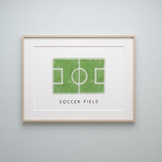 Waterverf  Voetbalveld Postser Poster
