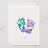 waterverf voetstempel baby shower uitnodiging (Achterkant)