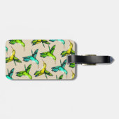  Waterverf Voetvogels en paarse bloemen Bagagelabel (Achterkant horizontaal)