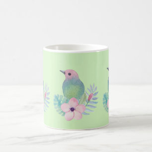 Waterverf Vogel en Bloem Koffiemok