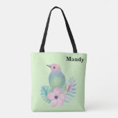 Waterverf Vogel en Bloem Tote Bag (Achterkant)