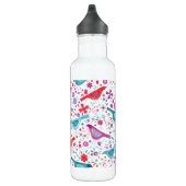 Waterverf Vogel en Bloemen Waterfles (Rechts)