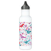 Waterverf Vogel en Bloemen Waterfles (Links)