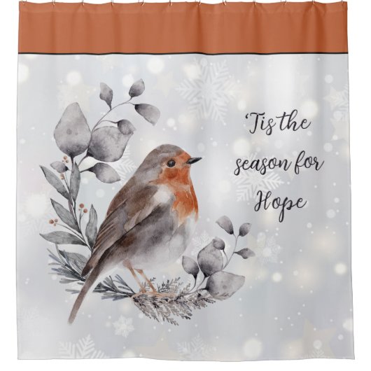 Waterverf vogel- en sneeuwvakantie douchegordijn (Voorkant)