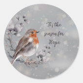 Waterverf vogel- en sneeuwvakantie ronde sticker (Voorkant)