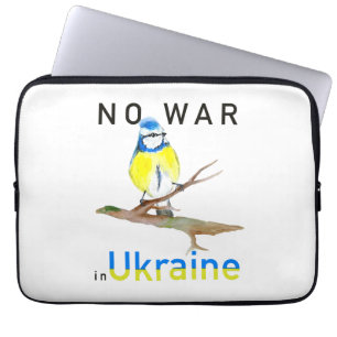 Waterverf vogel Geen oorlog in Oekraïne Laptop Sleeve