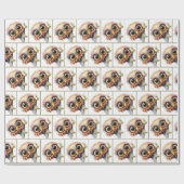 Waterverf vogel gluren rond boom cadeaupapier (Vlak)