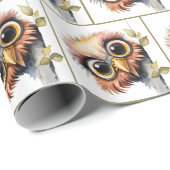 Waterverf vogel gluren rond boom cadeaupapier (Rol Hoek)