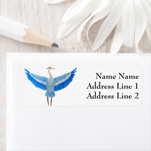 Waterverf Vogel Grote Blauwe Heron Etiket (Insitu)