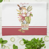 Waterverf Vogel Magnolia Bloem Keuken Handdoeken (Gevouwen)